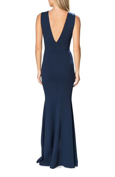 Shop Dress The Population Leighton Sleeveless Mermaid Evening Gown In Peacock Blue
