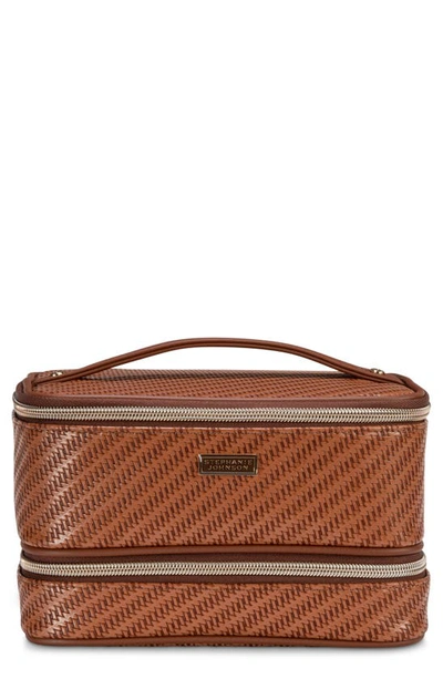 Stephanie Johnson Rosewood Cognac Jenny Train Cosmetics Case In Cognac
