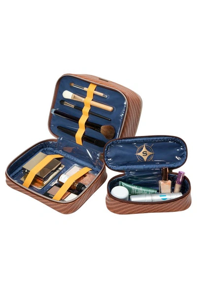 Stephanie Johnson Rosewood Cognac Jenny Train Cosmetics Case In Cognac