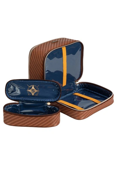 Stephanie Johnson Rosewood Cognac Jenny Train Cosmetics Case In Cognac