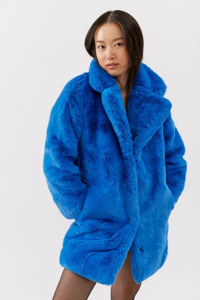 Shop Apparis Stella Faux Fur Coat In Blue