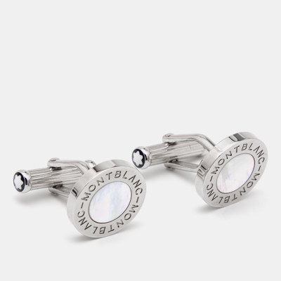 Pre-owned Montblanc Meisterstuck Mother Of Pearl Silver Tone Cufflinks