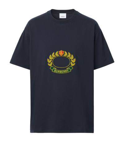 Shop Burberry Oak Leaf Crest Oversized T-shirt In Blue