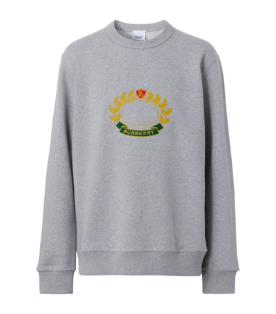 Shop Burberry Embroidered Oak Leaf Sweatshirt In Grey