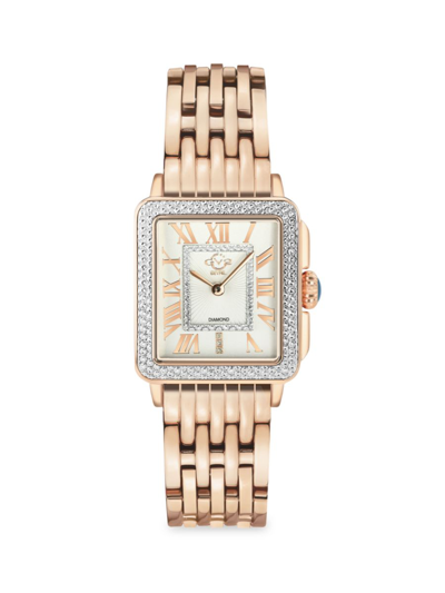 Shop Gv2 Women's Padova 27 X 30mm Rose Goldtone Stainless Steel & 0.15 Tcw Diamond Bracelet Watch