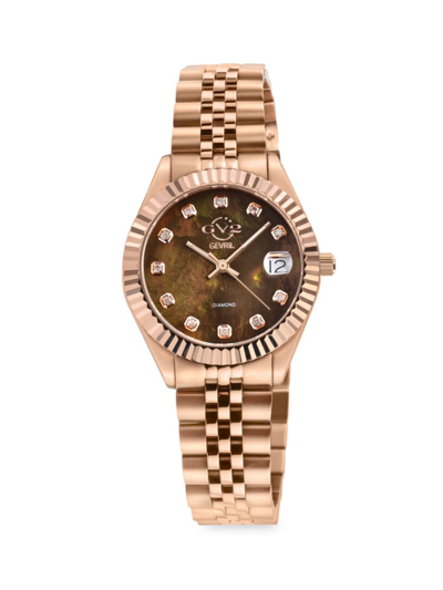 Shop Gv2 Women's Turin 34mm Rose Goldtone, Mother Of Pearl & 1.60 Tcw Diamond Bracelet Watch