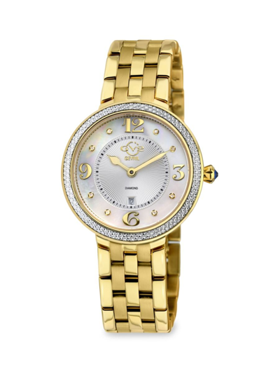 Shop Gv2 Women's Verona 37mm Goldtone Stainless Steel, Mother Of Pearl & 0.05 Tcw Diamond Bracelet Watch In Sapphire