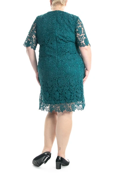 Nina Leonard Crochet Lace Sheath Dress In Radiant Teal