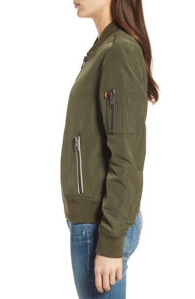 Shop Levi's® Levi's Ma-1 Satin Bomber Jacket In Army Green