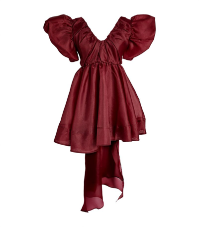 Shop Aje Tulle Gretta Mini Dress In Burgundy