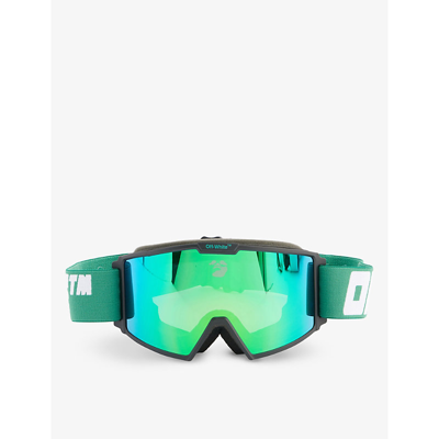 Shop Off-white C/o Virgil Abloh Womens Green Logo-print Adjustable-strap Ski Goggles