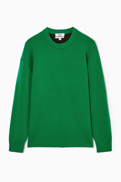 Shop Cos Double-faced Merino Wool Sweater In Green