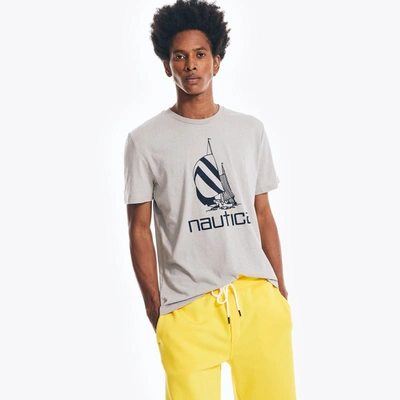 Shop Nautica Mens Spinnaker Graphic T-shirt In Grey