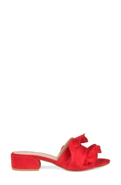 Journee Sabica Ruffle Slide Sandal In Red