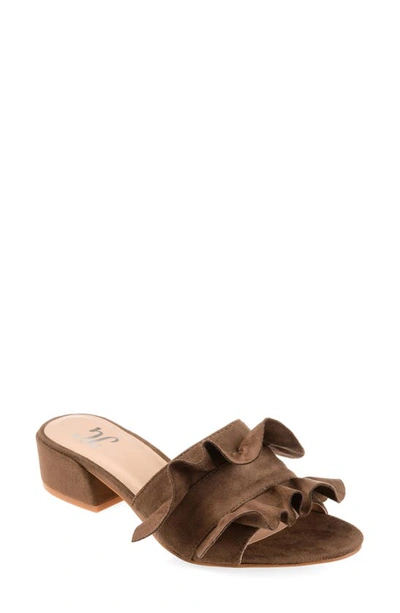 Shop Journee Collection Sabica Ruffle Slide Sandal In Taupe