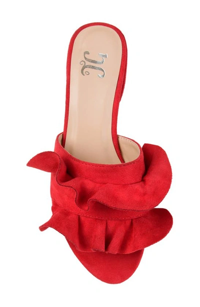 Journee Sabica Ruffle Slide Sandal In Red