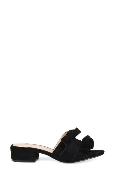Journee Sabica Ruffle Slide Sandal In Black