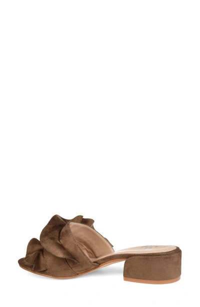 Journee Sabica Ruffle Slide Sandal In Taupe