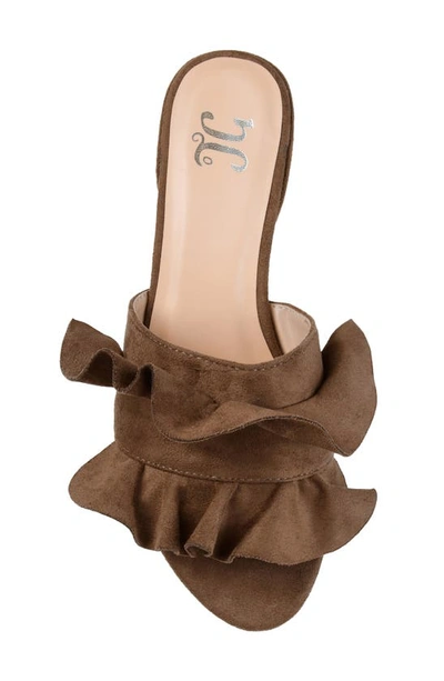 Journee Sabica Ruffle Slide Sandal In Taupe