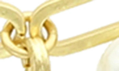 Olivia Welles Imitation Pearl Mixed Charm Toggle Bracelet In Gold-blue