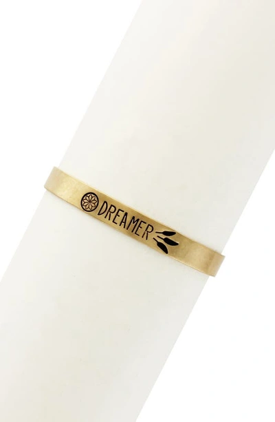 Shop Olivia Welles Detailed Dreamer Cuff Bracelet In Worn Gold