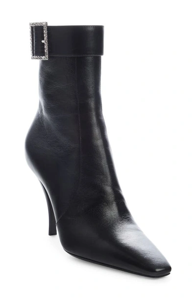 Shop Saint Laurent Crystal Buckle Bootie In Noir