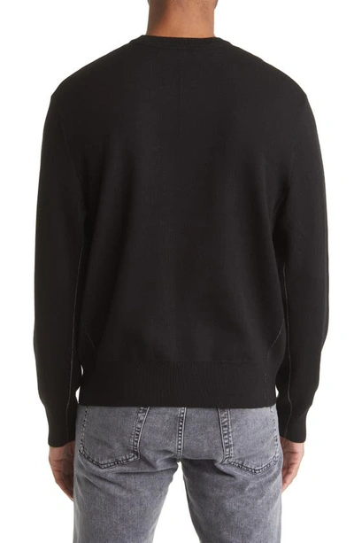 Shop Rag & Bone York Crewneck Rib Trim Wool Blend Sweater In Black