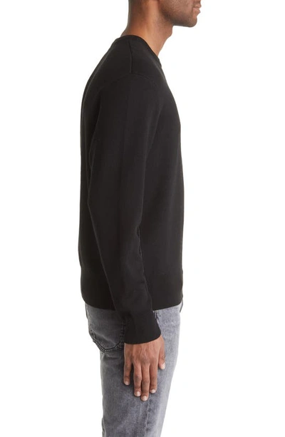 Shop Rag & Bone York Crewneck Rib Trim Wool Blend Sweater In Black