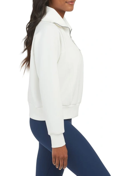 Shop Spanx Airessentials Half Zip Sweatshirt In Powder