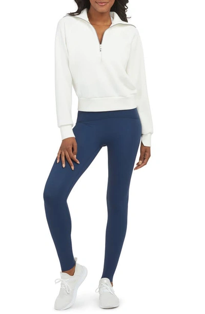 Shop Spanx Airessentials Half Zip Sweatshirt In Powder