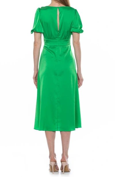 Shop Alexia Admor V-neck Puff Sleeve Midi Dress In Bright Green