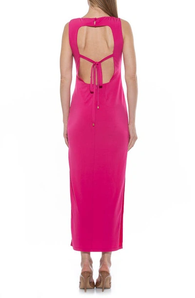 Shop Alexia Admor Violet Sleeveless Crewneck Maxi Dress In Hot Pink