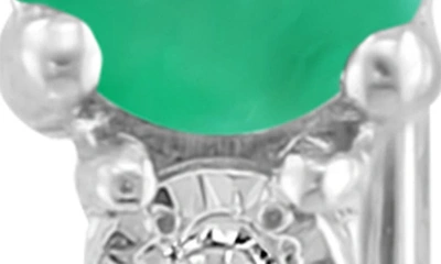 Effy Sterling Silver Emerald Diamond Hoop Earrings In Green