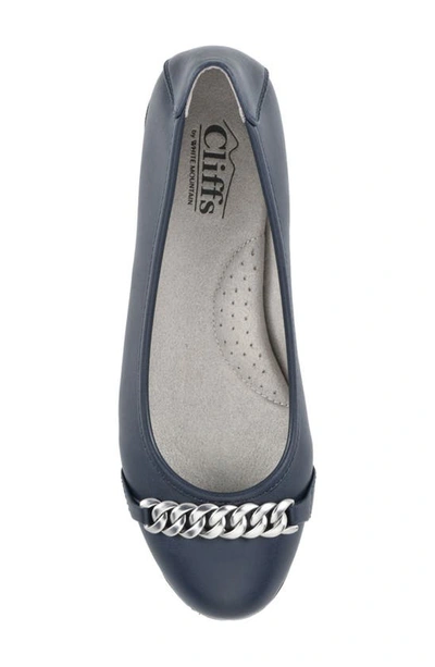 Cliffs By White Mountain Womens Faux Leather Embellished Ballet Flats In Navy Smooth W