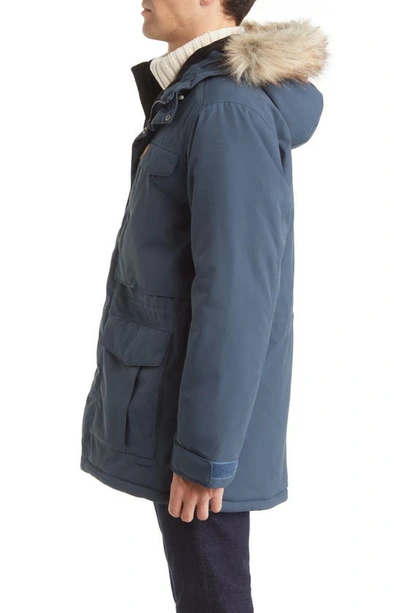 Shop Fjall Raven Nuuk Parka With Faux Fur Trim In Mountain Blue