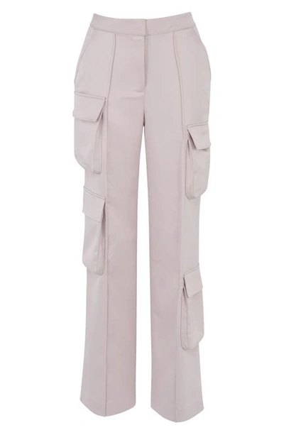 House Of Cb Daria Cargo Satin Trousers In Crystal