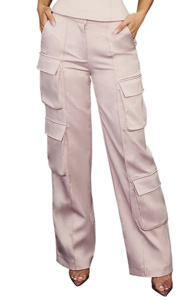 House Of Cb Daria Cargo Satin Trousers In Crystal