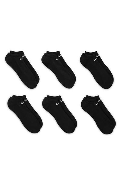 Shop Nike Kids' 6-pack Everyday Cushioned No-show Training Socks In Black/ White