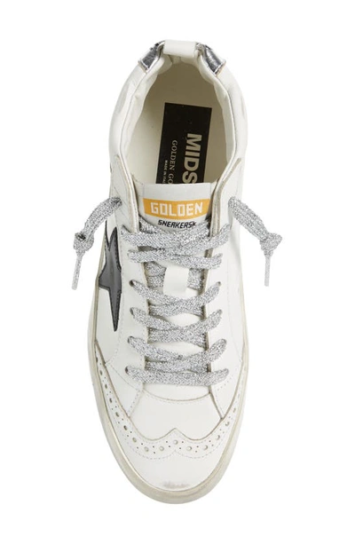 Shop Golden Goose Mid Star Sneaker In White/ Black/ Silver