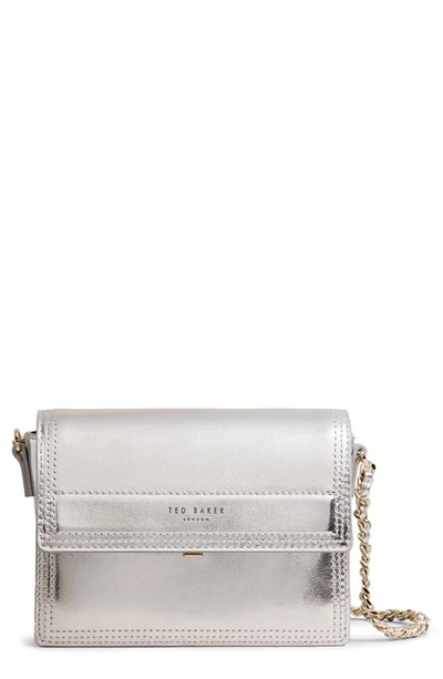 Shop Ted Baker Libbe Leather Crossbody Bag In Silver