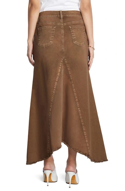 Shop Wash Lab Denim Selma Pieced Asymmetric Denim Maxi Skirt In Vintage Brown