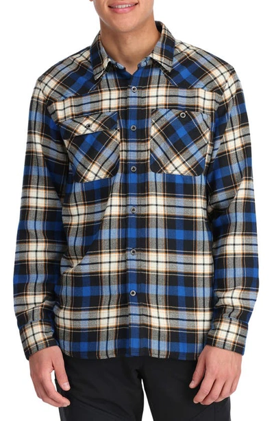 Shop Outdoor Research Feedback Flannel Button-up Shirt In Classic Blue Plaid