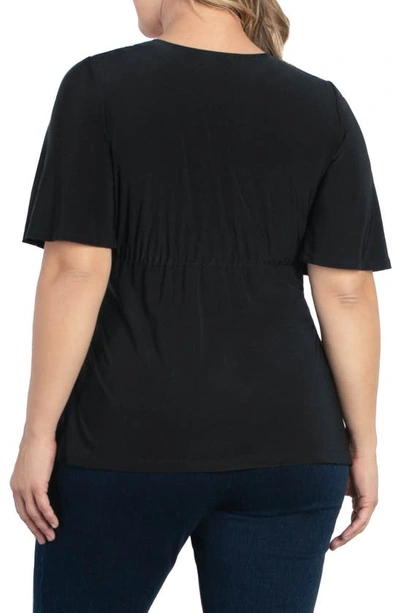 Kiyonna Abby Twist Front Top In Black Noir