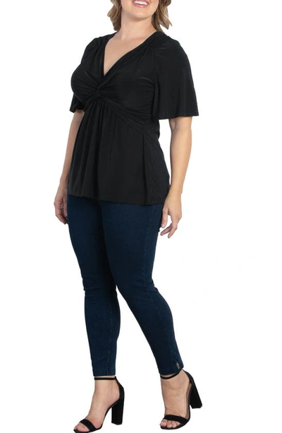 Shop Kiyonna Abby Twist Front Top In Black Noir