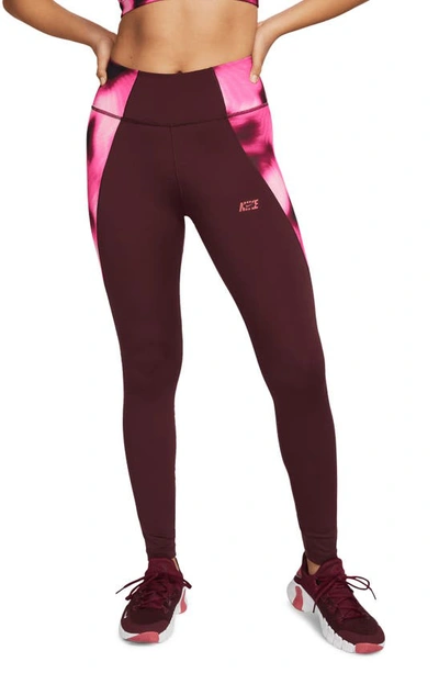 Nike One Clash Leggings In Burgundy Crush/ Hyper Pink | ModeSens