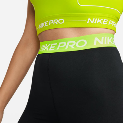 Shop Nike Pro 365 High Waist 7/8 Leggings In Black/ Volt/ White