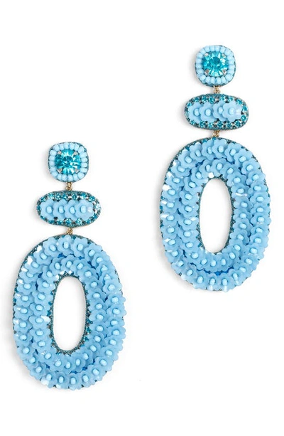 Shop Deepa Gurnani Britt Floral Drop Earrings In Baby Blue