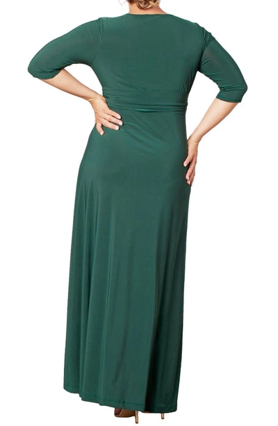 Kiyonna Romanced By Moonlight Glitter A-line Jersey Gown In Hunter Green