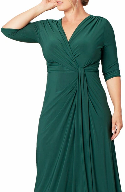 Shop Kiyonna Romanced By Moonlight Glitter A-line Jersey Gown In Hunter Green