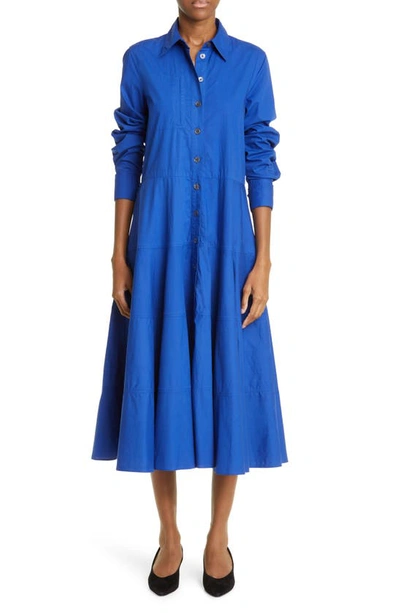 Shop Co Tiered Long Sleeve Tton Shirtdress In 431 Azure